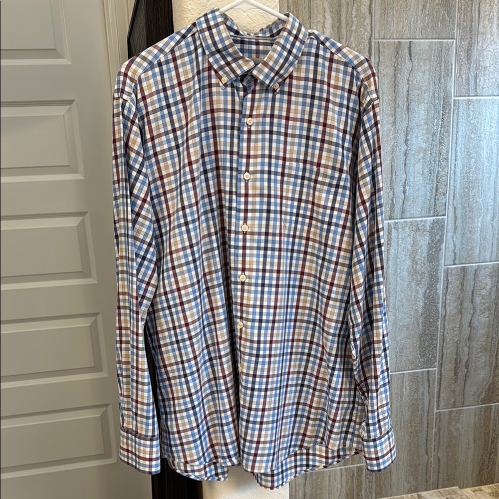 Peter Millar Plaid  Button Down Shirt XL
